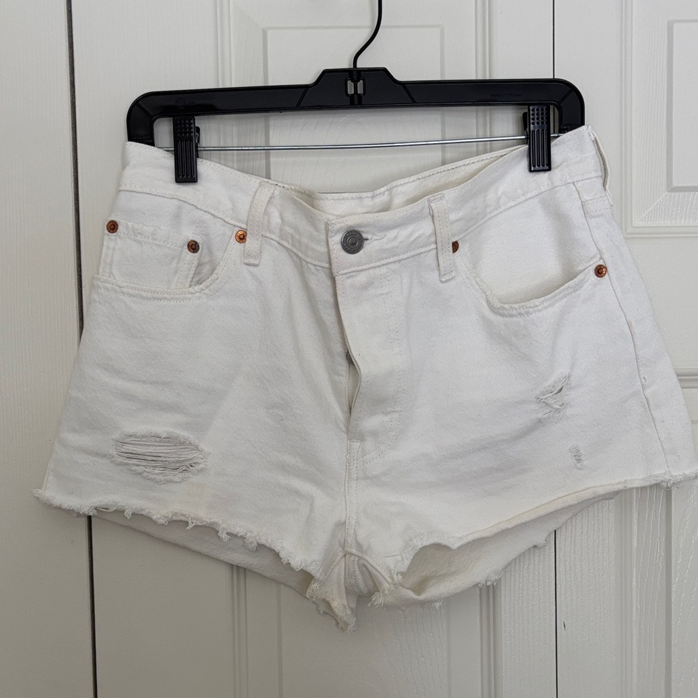 Levi's 501 Cut offs White Jean Shorts
